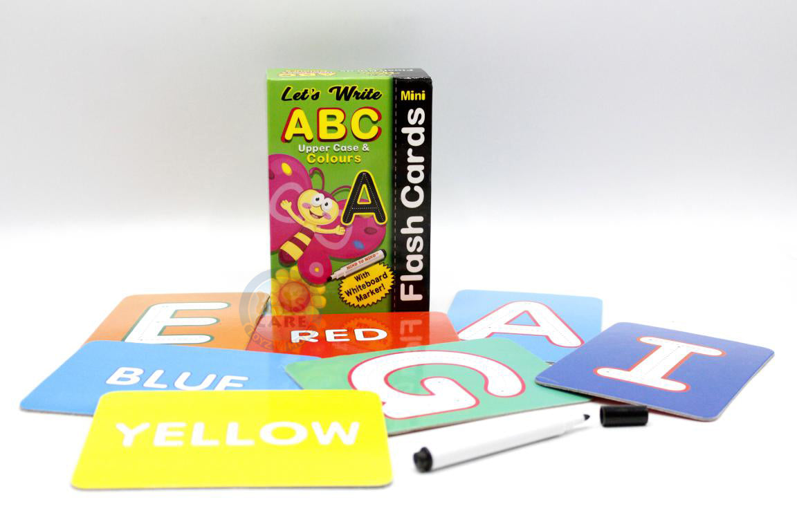 Let's Write ABC Upper Case & Colours Mini Flash Cards With Whiteboard Marker