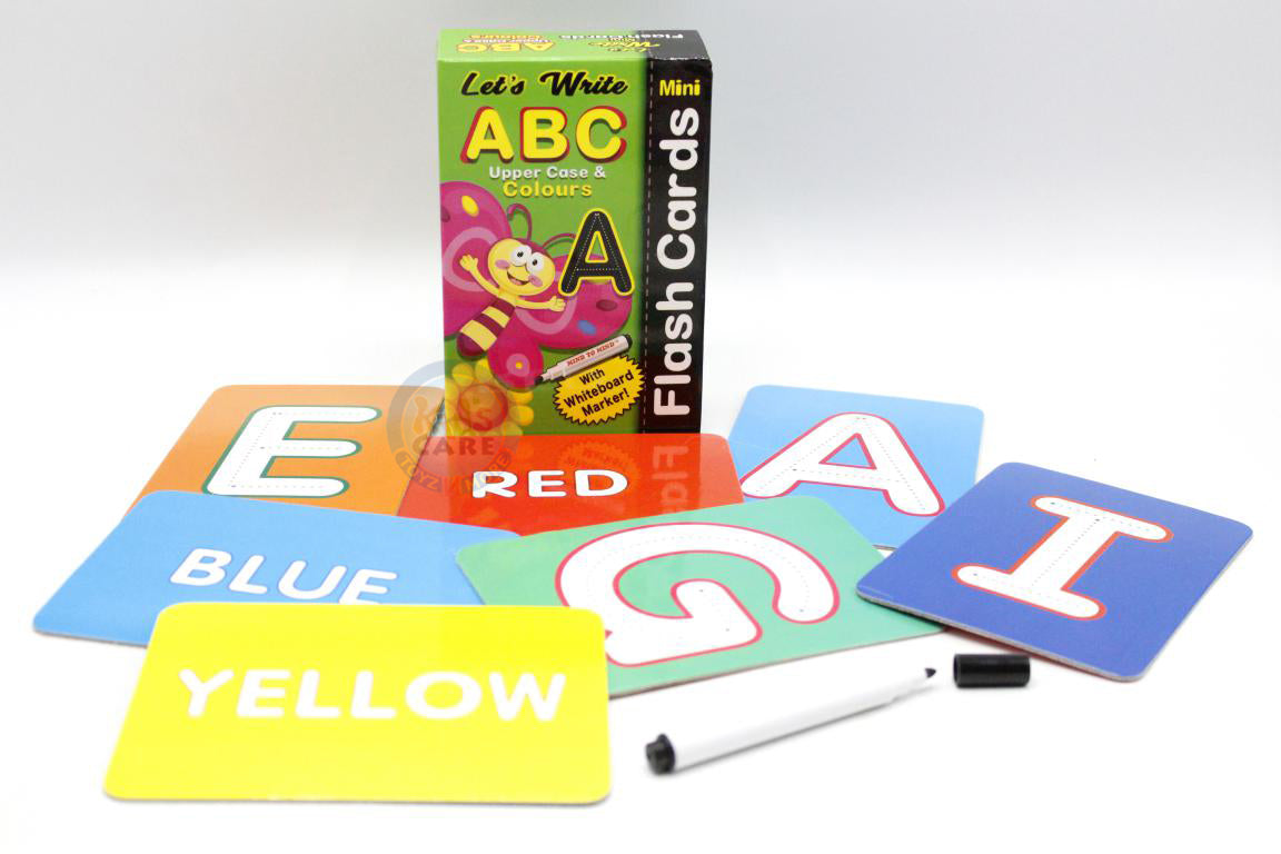 Let's Write ABC Upper Case & Colours Mini Flash Cards With Whiteboard Marker