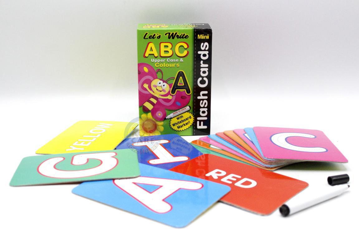 Let's Write ABC Upper Case & Colours Mini Flash Cards With Whiteboard Marker