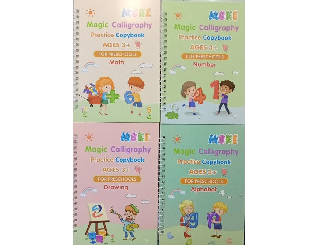 Pack of Four Magic Calligraphy Practice Copybooks! for Ages 3+