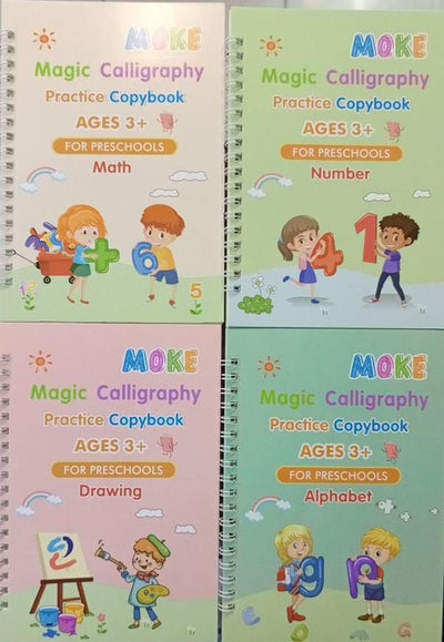 Pack of Four Magic Calligraphy Practice Copybooks! for Ages 3+