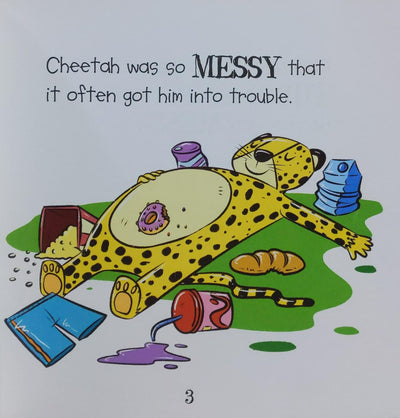 Cheetah Is Messy But Learns To Tidy Up - Moral Book