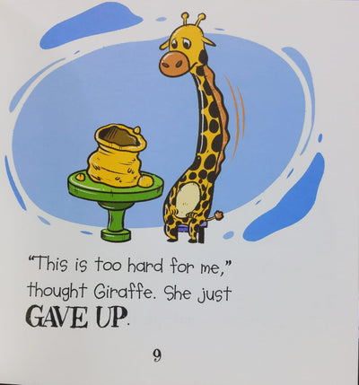 Giraffe Gives Up But Learns How To Try - Moral Book